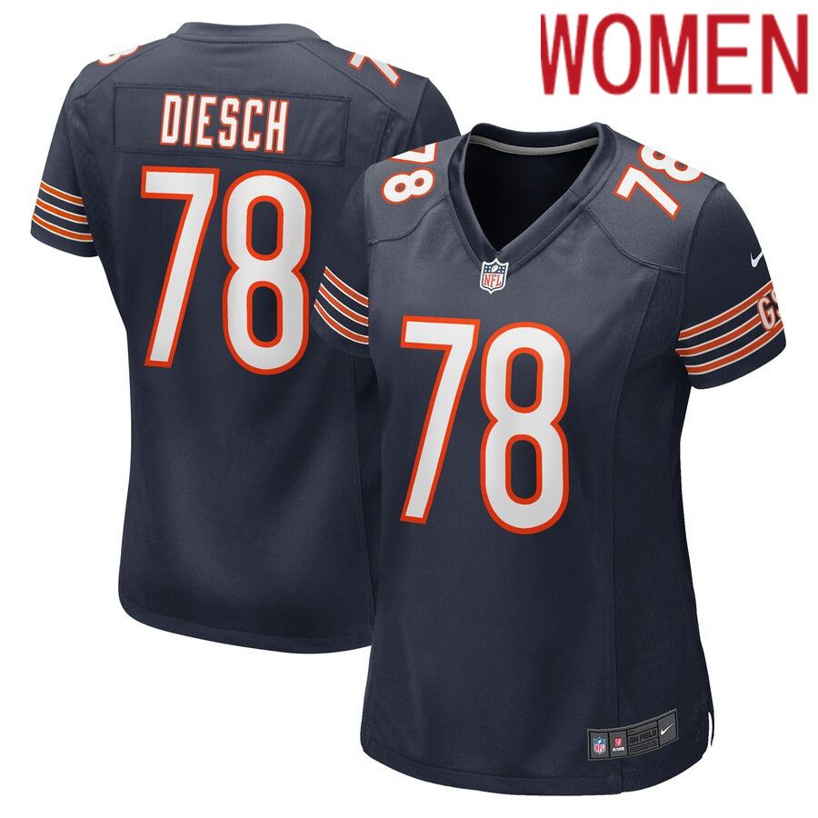 Women Chicago Bears #78 Kellen Diesch Nike Navy Game Player NFL Jersey